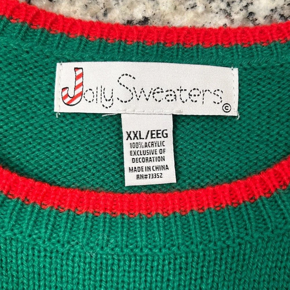 Jolly Sweaters Green T-Rex Dinosaur Christmas‎ Sweater NWT 2XL